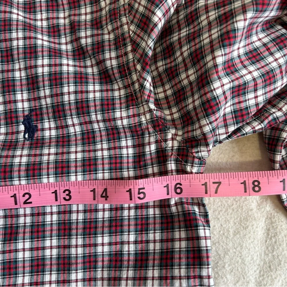 Ralph Lauren Red and White Plaid Button-Down Shirt‎ 100% Cotton Size M 10-12